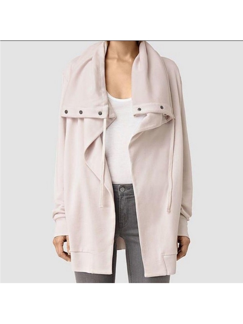 All Saints Brooke Sweat Cream Draped Neckline Sweatshirt